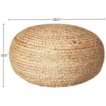Natural Jute Pouf Ottoman - 19" Boho Style