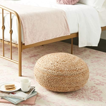 Natural Jute Pouf Ottoman - 19" Boho Style