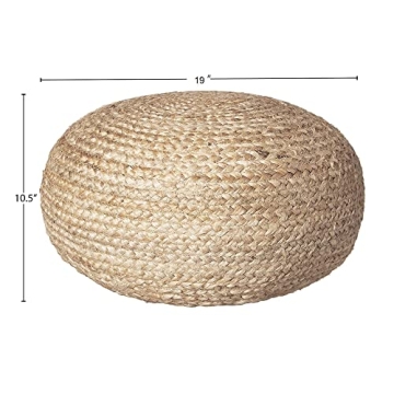 Natural Jute Pouf Ottoman - 19" Boho Style