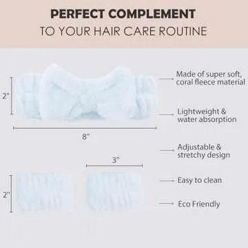 Ayesha Blue Spa Headband and Wristband Set for Skincare Makeup Headband Wrist Cuffs for Washing Face Bubble Skincare Hairband for Women Girls (Blue set)