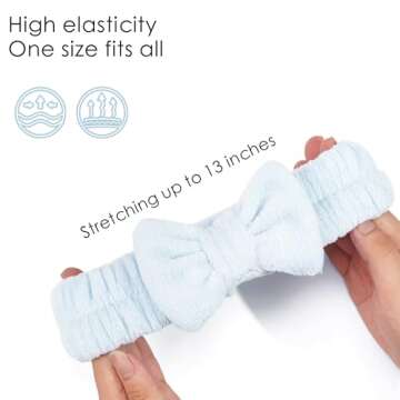 Ayesha Blue Spa Headband and Wristband Set for Skincare Makeup Headband Wrist Cuffs for Washing Face Bubble Skincare Hairband for Women Girls (Blue set)