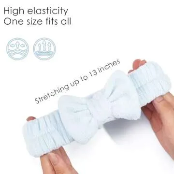 Ayesha Blue Spa Headband and Wristband Set for Skincare Makeup Headband Wrist Cuffs for Washing Face Bubble Skincare Hairband for Women Girls (Blue set)