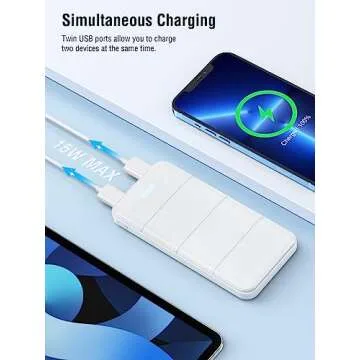 LOVELEDI Portable-Charger-Power-Bank - 15000mAh Dual USB Power Bank Output 5V3.1A Fast Charger Portable Charger Compatible with Smartphones and All USB Devices(White)