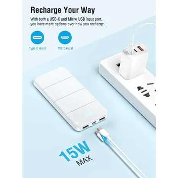 LOVELEDI Portable-Charger-Power-Bank - 15000mAh Dual USB Power Bank Output 5V3.1A Fast Charger Portable Charger Compatible with Smartphones and All USB Devices(White)