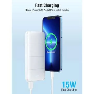 LOVELEDI Portable-Charger-Power-Bank - 15000mAh Dual USB Power Bank Output 5V3.1A Fast Charger Portable Charger Compatible with Smartphones and All USB Devices(White)