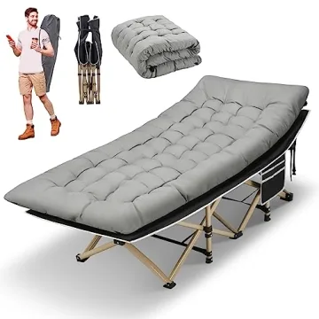 HABUTWAY Heavy Duty Camping Cot with Mattress - 600lbs Capacity, Folding for Travel & Home