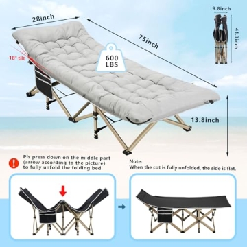 HABUTWAY 600lbs Capacity Camping Cot with Mattress