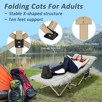 HABUTWAY 600lbs Capacity Camping Cot with Mattress