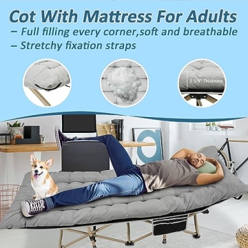 HABUTWAY 600lbs Capacity Camping Cot with Mattress