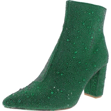 Betsey Johnson Women's Cady Ankle Boot, Alluring Emerald Rhinestone Design