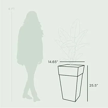 Bloem Tall Finley Tapered Square Planter: 25" - Black - Matte Textured Finish, 100% Recycled Plastic Pot, for Indoor and Outdoor Use, Gardening, 9 Gallon Capacity