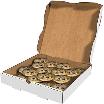 Here to There Packaging White Cardboard Pizza Boxes, Takeout Containers - 12 x 12 Pizza Box Size, Corrugated, Kraft – 50 Pack