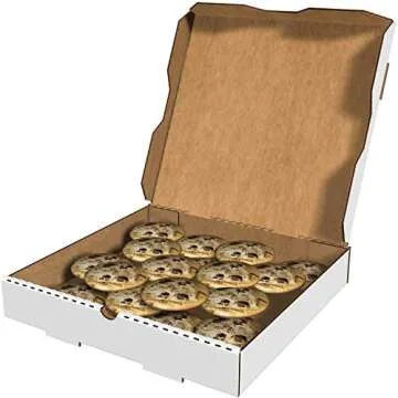 Here to There Packaging White Cardboard Pizza Boxes, Takeout Containers - 12 x 12 Pizza Box Size, Corrugated, Kraft – 50 Pack