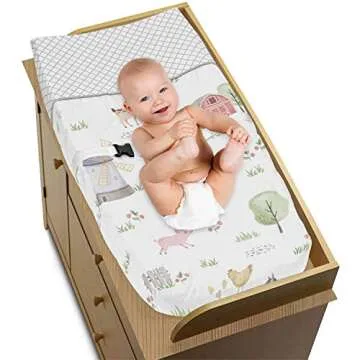 Sweet Jojo Farm Animals Changing Pad Cover for Baby