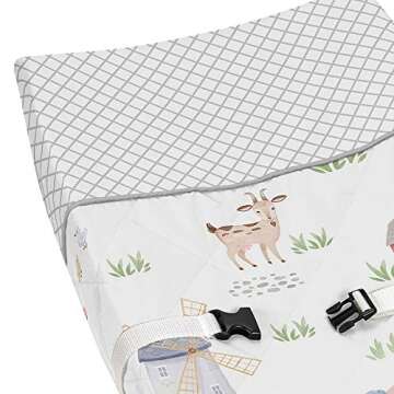 Sweet Jojo Designs Farm Animals Boy or Girl Baby Nursery Changing Pad Cover - Watercolor Farmhouse Lattice Horse Cow Sheep Pig