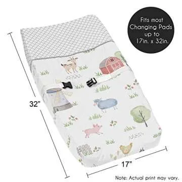 Sweet Jojo Farm Animals Changing Pad Cover for Baby