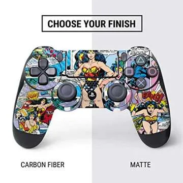 Skinit Decal Gaming Skin Compatible with PS4 Controller - Officially Licensed DC Comics Wonder Woman Comic Blast Design