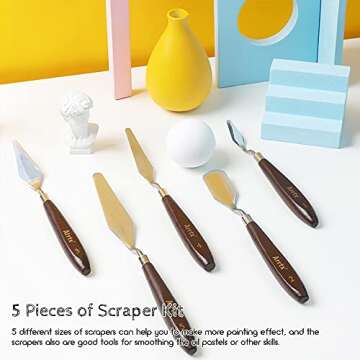 5 Pieces Painting Knives Stainless Steel Spatula Palette Knife Oil Painting Accessories Color Mixing...