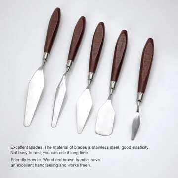 5 Pieces Painting Knives Stainless Steel Spatula Palette Knife Oil Painting Accessories Color Mixing Set for Oil, Canvas, Acrylic Painting-Lightwish