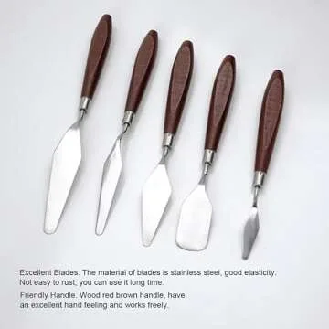 5 Pieces Painting Knives Stainless Steel Spatula Palette Knife Oil Painting Accessories Color Mixing Set for Oil, Canvas, Acrylic Painting-Lightwish