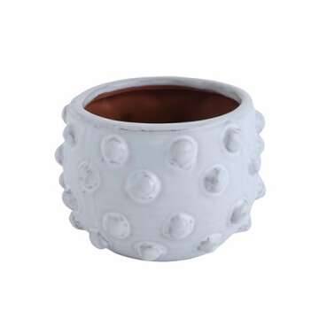Creative Co-Op White Terracotta Bubbled Design Planter Pot White 6.25 x 4.75