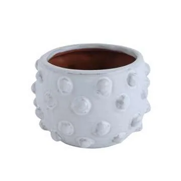 Creative Co-Op White Terracotta Bubbled Design Planter Pot White 6.25 x 4.75