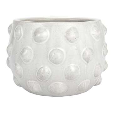 Creative Co-Op White Terracotta Bubbled Design Planter Pot White 6.25 x 4.75