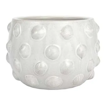 Creative Co-Op White Terracotta Bubbled Design Planter Pot White 6.25 x 4.75