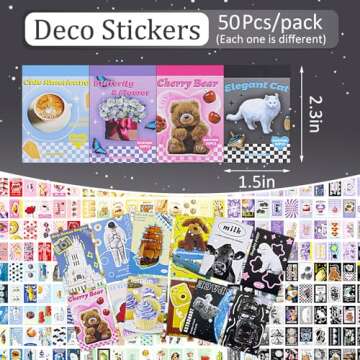 300Pcs Aesthetic Stickers for Journaling Adults Mini Scrapbooking Stickers Book Sweet Cool Deco Stic...