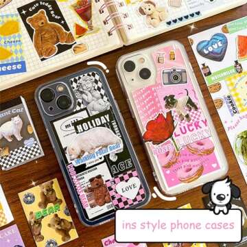 300Pcs Aesthetic Stickers for Journaling Adults Mini Scrapbooking Stickers Book Sweet Cool Deco Stickers Kpop for Bullet Planner Card Craft Gift Korean Stickers for Photocards Arts