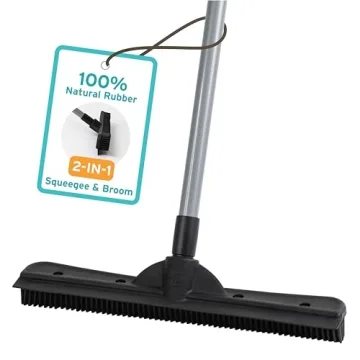FURemover Compact Pet Hair Rubber Broom with Squeegee, with Handle That Telescopes up to 40" for Car...