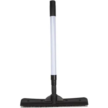 FURemover Compact Pet Hair Rubber Broom with Squeegee, with Handle That Telescopes up to 40" for Carpet, Tile and Hardwood