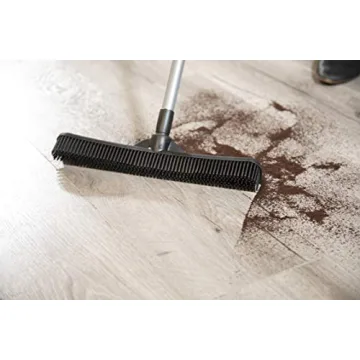 FURemover Compact Pet Hair Rubber Broom with Squeegee, with Handle That Telescopes up to 40" for Carpet, Tile and Hardwood