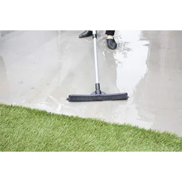 FURemover Compact Pet Hair Rubber Broom with Squeegee, with Handle That Telescopes up to 40" for Carpet, Tile and Hardwood