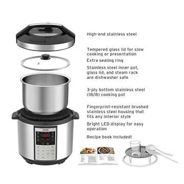 COSORI White Electric Pressure Cooker 6 Qt 8-in-1 Instant Stainless Steel Pot Coffee Beans Grinder, 6 Quart