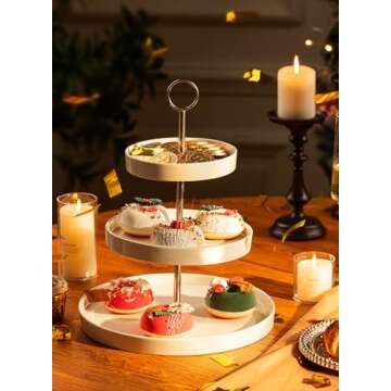 Sweese 3-Tier Porcelain Cupcake Stand, Tiered Dessert Stand, Cake Stand - White Porcelain Round Plates for Tea Party Wedding Baby Shower Buffet Server