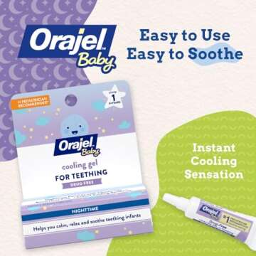 Orajel Baby Nighttime Cooling Gel for Teething, Drug-Free, 1 Pediatrician Recommended Brand for Teet...