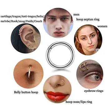 5Pcs 16G 18G Surgical Steel Nose Rings Hoop Tragus Septum Cartilage Hoop Earrings For Women Men Body Piercing Jewelry Kit Bar Length 6mm/8mm/10mm/12mm/14mm (5Pcs -16G - Gold - 6mm)
