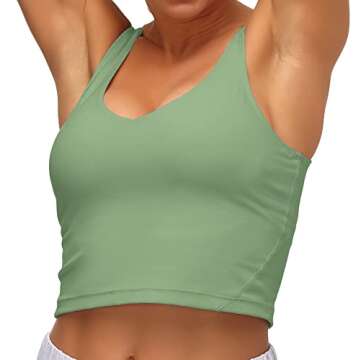 Dragon Fit Sports Bra for Women Longline Padded Bra Yoga Crop Tank Tops Fitness Workout Running Top (Medium, Light Green)