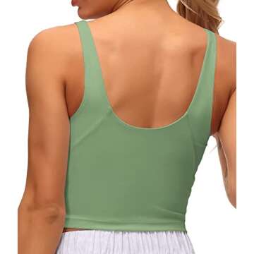 Dragon Fit Sports Bra for Women Longline Padded Bra Yoga Crop Tank Tops Fitness Workout Running Top (Medium, Light Green)