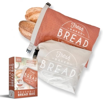 ModKitchn 2-Pack Reusable Bread Bags for Homemade Bread, XL Sourdough Storage, Eco-Friendly & Freeze...