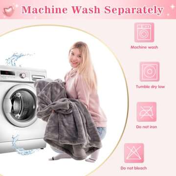 Waitu Wearable Blanket Sweatshirt for Women and Men, Super Warm and Cozy Giant Blanket Hoodie, Thick Flannel Blanket with Sleeves and Giant Pocket - Gray