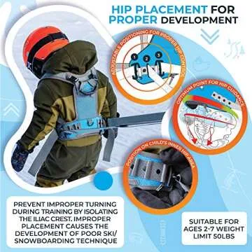 Sklon Ski and Snowboard Harness Trainer for Kids - Teach Your Child The Fundamentals of Skiing and Snowboarding - Premium Training Leash Equipment Prepares Them to Handle The Slopes (Blue Frost)