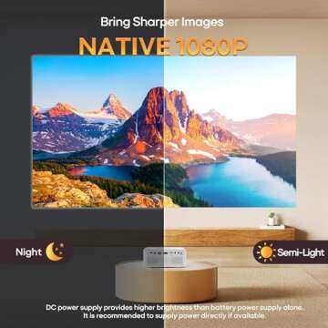 Portable Mini Projector - Bluetooth 1080P for Movies