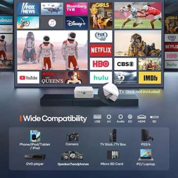 Portable Mini Projector - Bluetooth 1080P for Movies