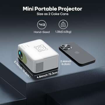 Portable Mini Projector - Bluetooth 1080P for Movies