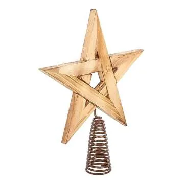 Nature-Inspired Wooden Pentagram Tree Topper | Winter Solstice & Pagan Holiday Decor | Rebirth Symbo...