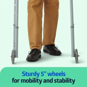 Medline Lightweight Folding Walker for Seniors with 5" Wheels