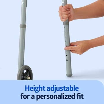 Medline Lightweight Folding Walker for Seniors with 5" Wheels