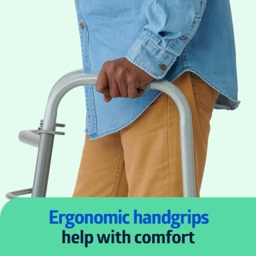 Medline Lightweight Folding Walker for Seniors with 5" Wheels